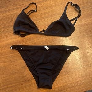 Solid and striped black Lulu bikini